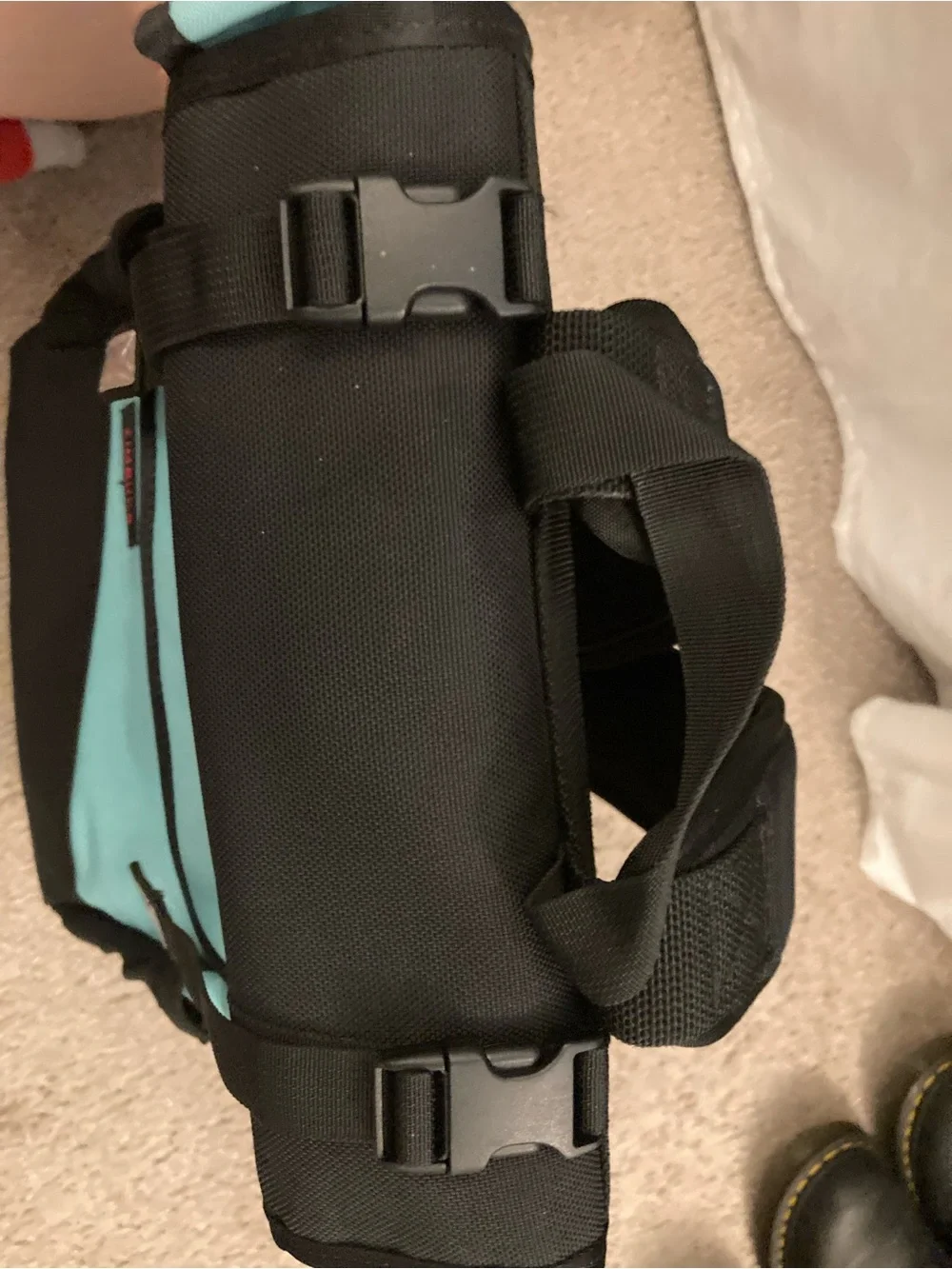 Timbuk2 Men’s Roll-Top Mini Backpack in Aqua and Black